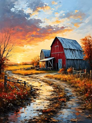 Malen Nach Zahlen Erwachsene Landschaft, Bastelset Erwachsene Frauen, DIY Paint by Numbers Adult Mit 3 Pinseln und Acrylfarbe Leinwand Kit für Home Décor und Geschenk, Ohne Rahmen 20 x 30 cm H-135 von Xiaonu