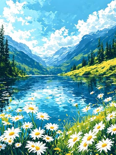 Malen Nach Zahlen Erwachsene Landschaft Berg, Bastelset Erwachsene Frauen, DIY Paint by Numbers Adult Mit 3 Pinseln und Acrylfarbe Leinwand Kit für Home Décor Geschenk, Ohne Rahmen 100 x 130 cm H-9 von Xiaonu