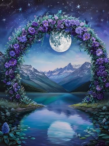 Malen Nach Zahlen Erwachsene Mond Blume, Bastelset Erwachsene Frauen, DIY Paint by Numbers Adult Mit 3 Pinseln und Acrylfarbe Leinwand Kit für Home Décor und Geschenk, Ohne Rahmen 100 x 130 cm H-340 von Xiaonu