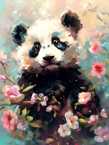 Malen Nach Zahlen Erwachsene Panda Tier, Bastelset Erwachsene Frauen, DIY Paint by Numbers Adult Mit 3 Pinseln und Acrylfarbe Leinwand Kit für Home Décor und Geschenk, Ohne Rahmen 20 x 30 cm H-139 von Xiaonu