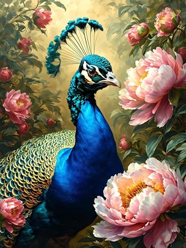 Malen Nach Zahlen Erwachsene Pfau Blume, Bastelset Erwachsene Frauen, DIY Paint by Numbers Adult Mit 3 Pinseln und Acrylfarbe Leinwand Kit für Home Décor und Geschenk, Ohne Rahmen 20 x 30 cm H-387 von Xiaonu