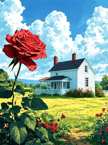 Malen Nach Zahlen Erwachsene Rose Landschaft, Bastelset Erwachsene Frauen, DIY Paint by Numbers Adult Mit 3 Pinseln und Acrylfarbe Leinwand Kit für Home Décor Geschenk, Ohne Rahmen 20 x 30 cm H-412 von Xiaonu