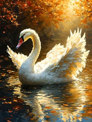 Malen Nach Zahlen Erwachsene Schwan Tier, Bastelset Erwachsene Frauen, DIY Paint by Numbers Adult Mit 3 Pinseln und Acrylfarbe Leinwand Kit für Home Décor und Geschenk, Ohne Rahmen 20 x 30 cm H-214 von Xiaonu