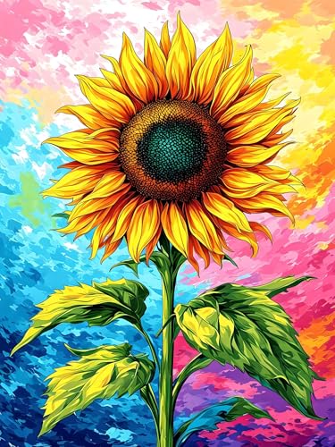 Malen Nach Zahlen Erwachsene Sonnenblume Blume, Bastelset Erwachsene Frauen, DIY Paint by Numbers Adult Mit 3 Pinseln und Acrylfarbe Leinwand Kit für Home Décor Geschenk, Ohne Rahmen 20 x 30 cm H-201 von Xiaonu