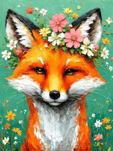 Malen Nach Zahlen Erwachsene Tier Fuchs, Bastelset Erwachsene Frauen, DIY Paint by Numbers Adult Mit 3 Pinseln und Acrylfarbe Leinwand Kit für Home Décor und Geschenk, Ohne Rahmen 100 x 130 cm H-27 von Xiaonu