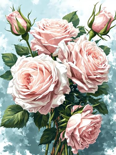 Malen Nach Zahlen ab 8 9 10 11 12 Jahre Mädchen, Malen nach Zahlen Erwachsene Blume Malen Nach Zahlen Rose Paint by Numbers Adult Kinder DIY Leinwand Bastelset, Home Deko Geschenk 100 x 130 cm H-584 von Xiaonu