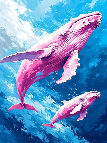 Malen Nach Zahlen ab 8 9 10 11 12 Jahre Mädchen, Malen nach Zahlen Erwachsene Delphin Malen Nach Zahlen Tier Paint by Numbers Adult Kinder DIY Leinwand Bastelset, Home Deko Geschenk 100 x 130 cm H-581 von Xiaonu