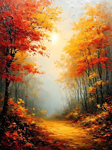 Malen Nach Zahlen ab 8 9 10 11 12 Jahre Mädchen, Malen nach Zahlen Erwachsene Herbst Malen Nach Zahlen Wald Paint by Numbers Adult Kinder DIY Leinwand Bastelset, Home Deko Geschenk 100 x 130 cm H-553 von Xiaonu