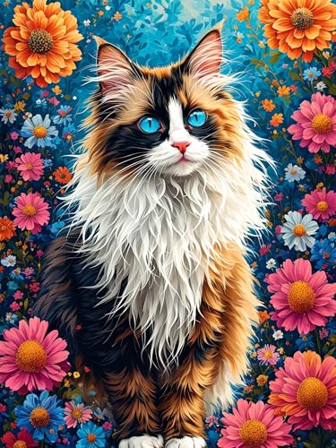 Malen Nach Zahlen ab 8 9 10 11 12 Jahre Mädchen, Malen nach Zahlen Erwachsene Katze Malen Nach Zahlen Blume Paint by Numbers Adult Kinder DIY Leinwand Bastelset, Home Deko Geschenk 100 x 130 cm H-570 von Xiaonu