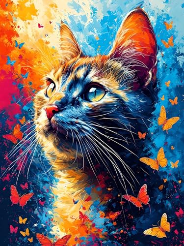 Malen Nach Zahlen ab 8 9 10 11 12 Jahre Mädchen, Malen nach Zahlen Erwachsene Katze Malen Nach Zahlen Schmetterling Paint by Numbers Adult Kinder DIY Leinwand Bastelset, Home Deko 100 x 130 cm H-824 von Xiaonu