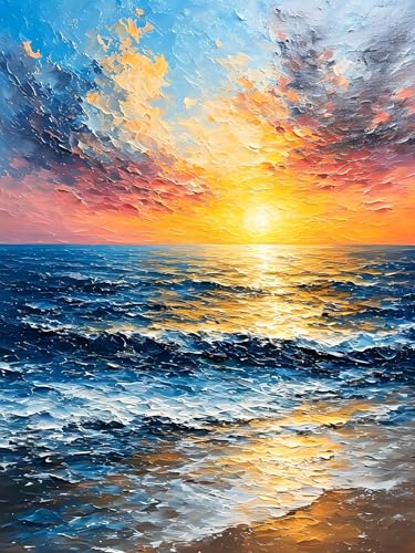 Malen Nach Zahlen ab 8 9 10 11 12 Jahre Mädchen, Malen nach Zahlen Erwachsene Sonnenuntergang Malen Nach Zahlen Meer Paint by Numbers Adult Kinder DIY Leinwand Bastelset, Home Deko 100 x 130 cm H-602 von Xiaonu