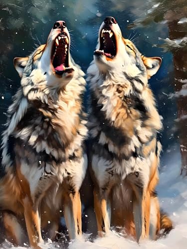 Malen Nach Zahlen ab 8 9 10 11 12 Jahre Mädchen, Malen nach Zahlen Erwachsene Tier Malen Nach Zahlen Wolf Paint by Numbers Adult Kinder DIY Leinwand Bastelset, Home Deko Geschenk 60 x 80 cm H-594 von Xiaonu