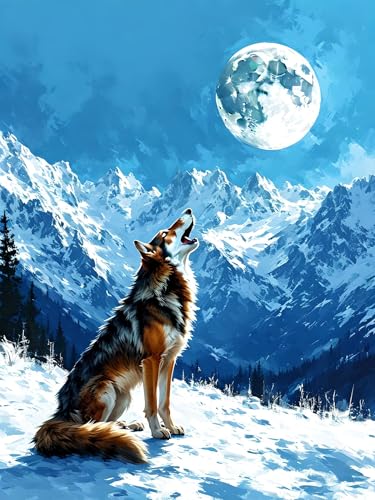 Malen Nach Zahlen ab 8 9 10 11 12 Jahre Mädchen, Malen nach Zahlen Erwachsene Wolf Malen Nach Zahlen Tier Paint by Numbers Adult Kinder DIY Leinwand Bastelset, Home Deko Geschenk 60 x 80 cm H-554 von Xiaonu