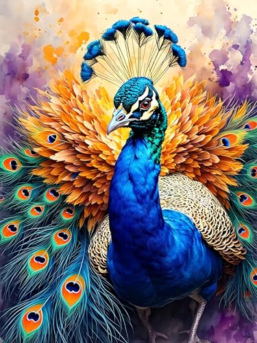 Malen nach Zahlen Erwachsene Pfau Malen nach Zahlen Tier Paint by Numbers, Malen nach Zahlen Leinwand Bastelset, DlY Handgemalt Olgemalde mit Pinseln Acrylfarbe, Deko Wohnzimmer 40 x 50 cm H-557 von Xiaonu