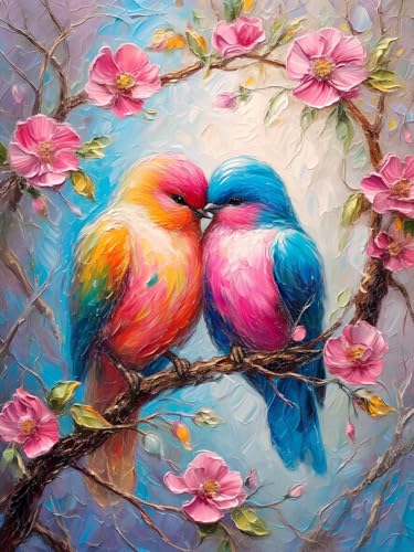 Malen nach Zahlen Erwachsene Valentinstag Malen nach Zahlen Vogel Paint by Numbers, Malen nach Zahlen Leinwand Bastelset Erwachsene, DlY Handgemalt Olgemalde mit Pinseln Acrylfarbe 40 x 50 cm H-831 von Xiaonu