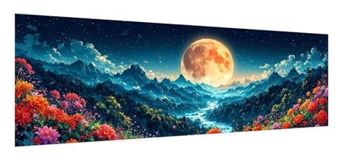 Mond Diamond Painting Erwachsene Set, 5D Diamant Painting Bilder Landschaft, DIY Diamond Painting Eckige Steine, Diamantmalerei Crystal Art Bilder Geschenk für Home Wand Decoration 90 x 270 cm F-16 von Xiaonu