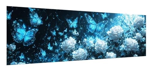 Schmetterling Diamond Painting Erwachsene, 5D Diamant Painting Bilder Blume, DIY Diamond Painting Eckige Steine, Diamantmalerei Crystal Art Bilder Geschenk für Home Wand Decoration 40 x 120 cm F-542 von Xiaonu