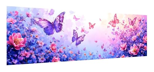 Schmetterling Diamond Painting Erwachsene, 5D Diamant Painting Bilder Blume, DIY Diamond Painting Eckige Steine, Diamantmalerei Crystal Art Bilder Geschenk für Home Wand Decoration 90 x 270 cm F-28 von Xiaonu