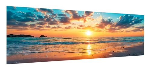 Sonnenuntergang Diamond Painting Erwachsene, 5D Diamant Painting Bilder Meer, DIY Diamond Painting Eckige Steine, Diamantmalerei Crystal Art Bilder Geschenk für Home Wand Decoration 40 x 120 cm F-598 von Xiaonu