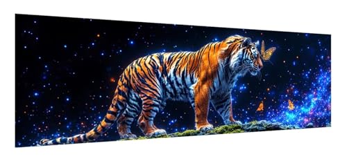 Tiger Diamond Painting Erwachsene, 5D Diamant Painting Bilder Sternenhimmel, DIY Diamond Painting Eckige Steine, Diamantmalerei Crystal Art Bilder Geschenk für Home Wand Decoration 90 x 270 cm F-14 von Xiaonu