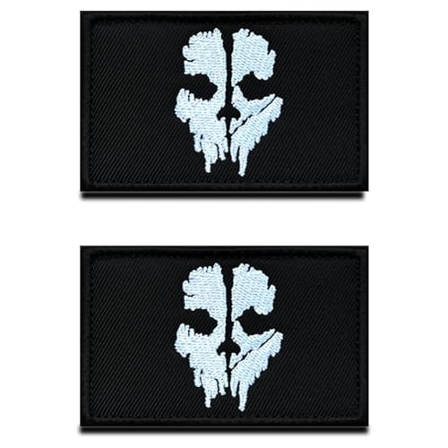 Xiciki Morale Patch – 2 Stück Totenkopf-Punisher-Klett-Patch, taktischer Totenkopf-Punisher-Klettverschluss, bestickte Applikation für Militäruniform und taktische Tasche von Xiciki