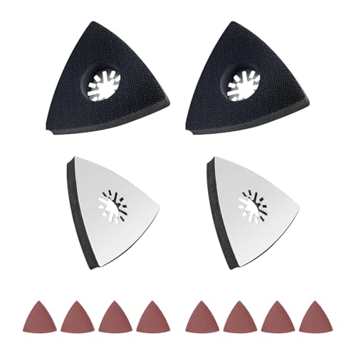 Xiciki 4 Stück Multitool Schleifplatte metall 80mm,Dreieck Schleifplatte Set,schleifpapier dreieckschleifer metall,dreieckschleifer schleifpapier für Schleifen von Holz, Metall, Hartplastik und Putz von Xiciki