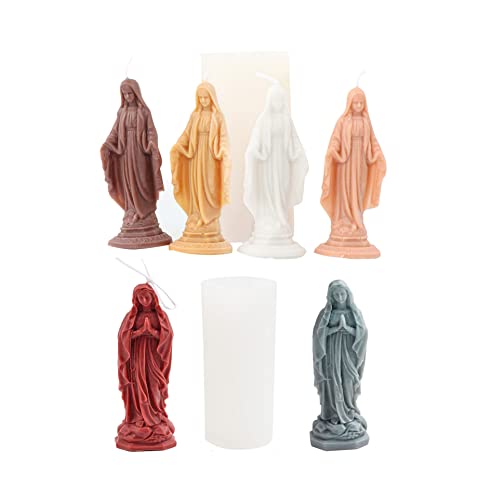 Xidmold 2 Stück Heilige Maria Silikonform Kerzengießform, 3D Madonna Maria Mutter Gottes Epoxidharz Formen Gießform, Handgemachte Aroma Kerzenform, Kerze Form Für Kerzen Machen, Statue, Ornamente von Xidmold