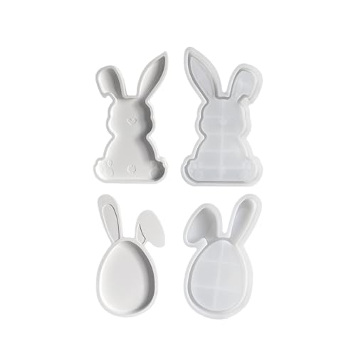 Xidmold 2 Stück Ostern Silikonformen Tablett, Hase Tablett Epoxidharz Gießformen, Kaninchen Tablett Silikonformen für DIY Teetablett Obsttablett Schmucktablett Kunsthandwerk von Xidmold