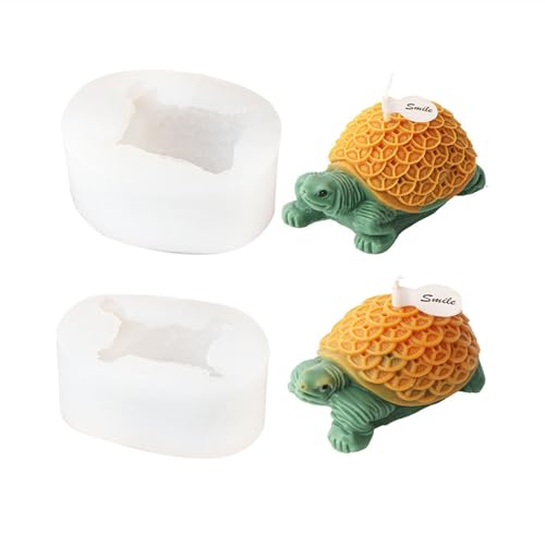 Xidmold 2 Stück Schildkröte Kerzenform Tier Silikon Formen 3D Schildkröte Silikonform für Sojawachs Kerzen, Seife, Gips, Epoxidharz, Handwerk (B) von Xidmold