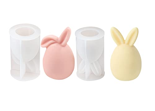 Xidmold 2 Stücke Ostern Kaninchen Silikonform 3D Osterhase Kerzenformen Seifenform Silikon Backform Ohren Hase Mousse Kuchenform für Tortendeko, Schokolade, Seife, Sojawachs Kerzen, Ostergeschenke von Xidmold