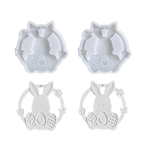 Xidmold 2Pcs Osterhase kranz Silikonform Gießform Gipsform Haustier mit Engelsflügel Silikonform for Gips, Epoxidharz, Beton, Gedenkstatue, Handwerk von Xidmold