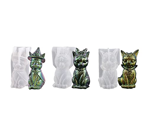 Xidmold 3 STK 3D Katze Silikonform Epoxidharz Harz Gießform Katze Kerzenform Seifenform Katze Harz Form für Sojawachs Kerzenherstellung, Seife, Figur, Handwerk Ornamente von Xidmold