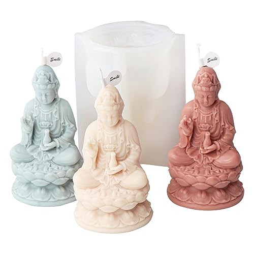 Xidmold 3D Guanyin Femal Buddha Silikonform Kerzengießform Buddha Kerzenform Gipsform Buddha Silikon Gießform für Gips, Sojawachs Kerzen, Epoxidharz, Handwerk von Xidmold