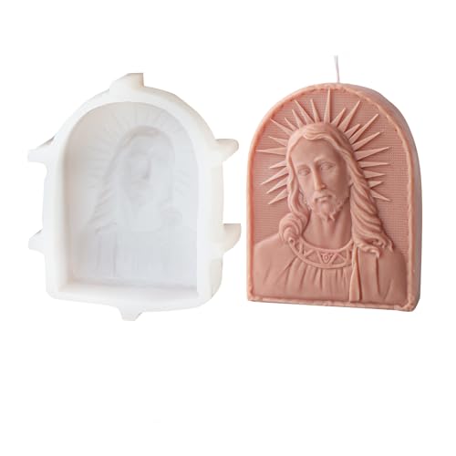 Xidmold Jesus Bogen Kerzenform Gießform Silikon, Jesus Silikonform für Fondant, Epoxidharz, Sojawachs Kerzen, Seife, Gips, Beton, Religiöse Figur Ornamente (A) von Xidmold