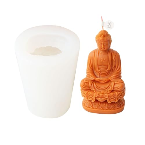 Xidmold Kerzenform Silikon Buddha, 3D Buddha Kerzengießform Gipsform Buddha Silikon Gießform für Gips, Sojawachs Kerzen, Epoxidharz, Handwerk (E) von Xidmold