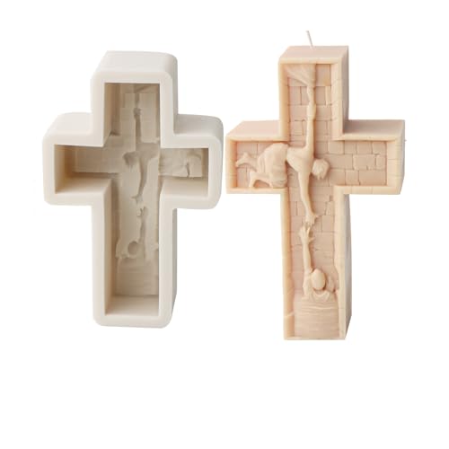 Xidmold Kreuz Jesus Kerzenform Gipsform Gießform Epoxidharz Form Kreuz Silikonform für Sojawachs Kerzen, Gips, Beton, Handwerk (D) von Xidmold