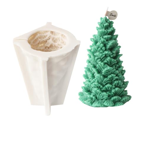 Xidmold Weihnachten Kerzenform Silikon, 3D Weihnachtsbaum Silikonform für Sojawachs Kerzen, Seife, Gips, Epoxidharz, Weihnachten Handwerk (B) von Xidmold
