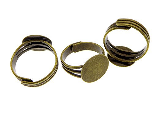 10 Stück Ringrohlinge mit 14mm Klebepad bronzefarben zum Schmuck basteln von XieXie