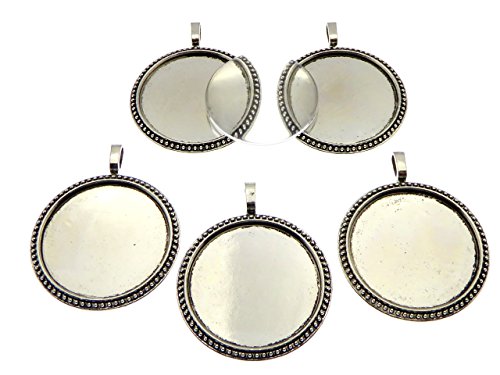 XieXie 5 Stück 40mm Fassungen antik silberfarben mit 40mm Cabochons XieXie 5 Stück 40mm Fassungen antik silberfarben mit 40mm Cabochons von XieXie