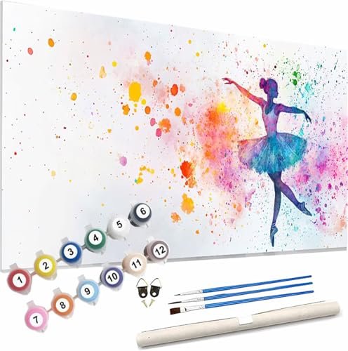 Ballett Malen Nach Zahlen Erwachsene Groß 40x80cm Malen Nach Zahlen Mädchen,Bastelset Set für Erwachsene,DIY Handgemalt Ölgemälde Leinwand Kit mit Pinseln Acrylfarben,Home Dekor Frauen Geschenk S-11 von Xieazgsn