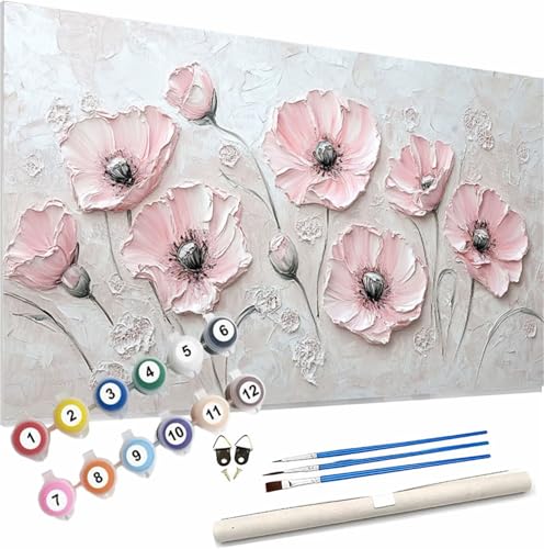 Blume Malen Nach Zahlen Erwachsene Groß 150x60cm Malen Nach Zahlen Retro, Bastelset Set für Erwachsene, DIY Handgemalt Ölgemälde Leinwand Kit mit Pinseln Acrylfarben, Home Dekor Frauen Geschenk S-401 von Xieazgsn