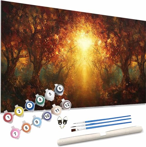 Herbst Malen Nach Zahlen Erwachsene Groß 40x80cm Malen Nach Zahlen Baum, Bastelset Set für Erwachsene, DIY Handgemalt Ölgemälde Leinwand Kit mit Pinseln Acrylfarben, Home Dekor Frauen Geschenk S-637 von Xieazgsn