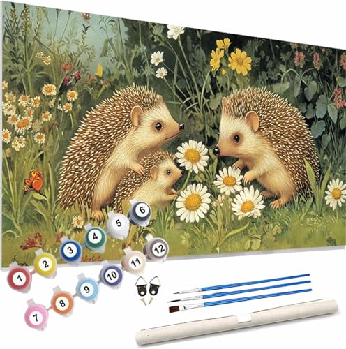 Igel Malen Nach Zahlen Erwachsene Groß 40x80cm Malen Nach Zahlen Blume, Bastelset Set für Erwachsene, DIY Handgemalt Ölgemälde Leinwand Kit mit Pinseln Acrylfarben, Home Dekor Frauen Geschenk S-85 von Xieazgsn