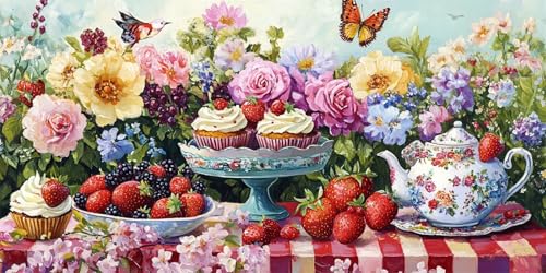 Malen Nach Zahlen Blume Malen Nach Zahlen Erwachsene Kuchen DIY mit Rahmen Ölgemälde Set Malen Basteln mit Pinseln und Acrylfarben Kreativ Set für Erwachsene,Home Wand Dekor Geschenk 40x90cm E-1307 von Xieazgsn