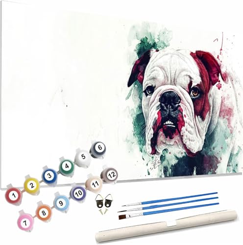 Malen Nach Zahlen Erwachsene Tier Malen Nach Zahlen Hund Paint by Numbers für Anfänger,DIY Handgemalt Ölgemälde Leinwand Kit mit Pinseln Acrylfarben Bastelset,Home Wand Dekor Geschenk 120x50cm S-119 von Xieazgsn