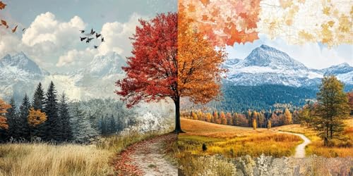 Malen Nach Zahlen Herbst Malen Nach Zahlen Erwachsene Landschaft DIY mit Rahmen Ölgemälde Set Malen Basteln, mit Pinseln Acrylfarben Kreativ Set für Erwachsene,Home Wand Dekor Geschenk 40x90cm E-1067 von Xieazgsn