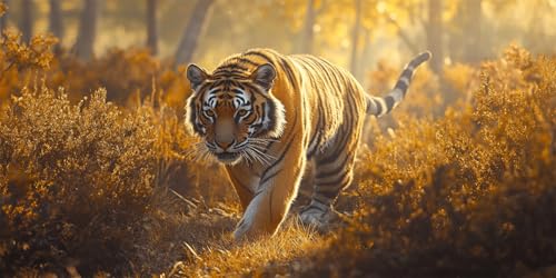 Malen Nach Zahlen Herbst Malen Nach Zahlen Erwachsene Tiger DIY mit Rahmen Ölgemälde Set Malen Basteln mit Pinseln und Acrylfarben Kreativ Set für Erwachsene,Home Wand Dekor Geschenk 100x200cm E-1079 von Xieazgsn