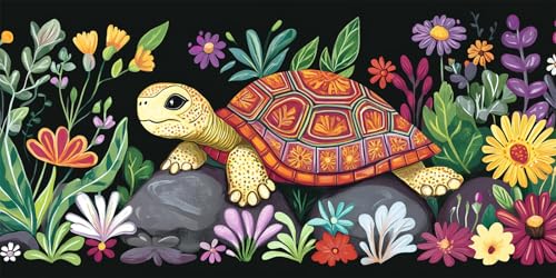 Malen Nach Zahlen Schildkröte Malen Nach Zahlen Erwachsene Blume DIY mit Rahmen Ölgemälde Set Malen Basteln, mit Pinseln Acrylfarben Kreativ Set für Erwachsene,Home Wand Dekor Geschenk 100x200cm E-8 von Xieazgsn