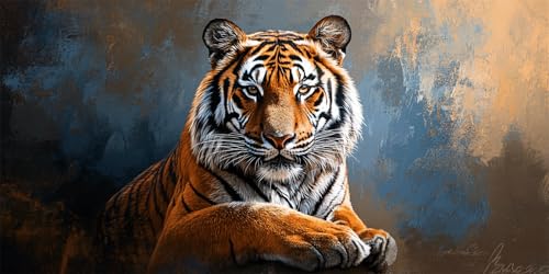 Malen Nach Zahlen Tiger Malen Nach Zahlen Erwachsene Tier DIY mit Rahmen Ölgemälde Set Malen Basteln mit Pinseln und Acrylfarben Kreativ Set für Erwachsene,Home Wand Dekor Geschenk 80x160cm E-1213 von Xieazgsn