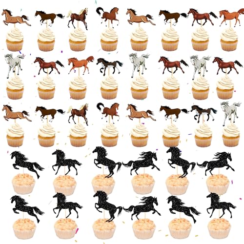 Xietaea Tortendeko Pferd - 36 Stück Muffin Tortendeko Pferde Cake Cupcake Topper Pferde Geburtstagsdeko Pferde Thema Kuchendeko für Kindergeburtstag Babyparty von Xietaea